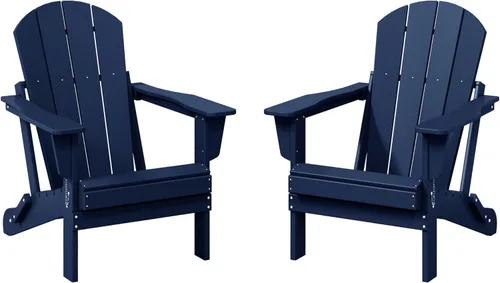 Vista 34 de WestinTrends Malibu - Juego de 2 sillas Adirondack plegables de polietileno para exteriores, color blanco