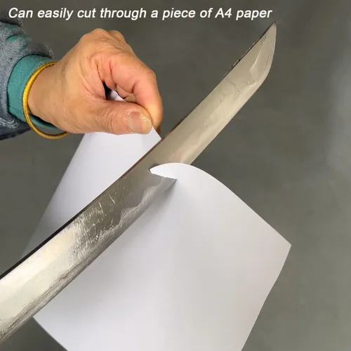 Vista 7 de Set de 3 espadas japonesas de Samurai con soporte de exhibición, Katana de Iaido con hoja de acero al carbono, espada real para exhibición