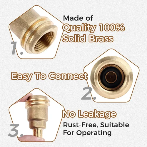 Vista 3 de Macho 5024 QCC1 - Adaptador de manguera de montaje de gas propano con rosca macho de 1/4 pulgadas, accesorios de conexión rápida de propano de latón