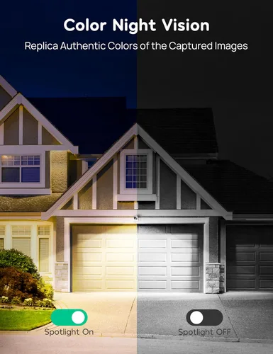 Vista 2 de winees Cámaras de seguridad para exteriores, cámaras Wi-Fi 2K con cable para seguridad en el hogar, cámara interior 2.4G, detección de IA