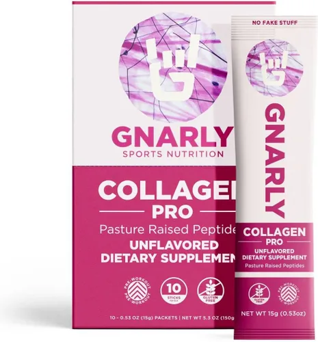 Gnarly Nutrition Péptidos de colágeno – Colágeno Pro con vitamina C, zinc y cobre – Polvo de colágeno certificado NSF – Sin sabor, 10 paquetes de