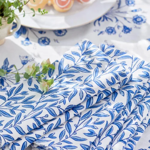 Vista 14 de Saffron Marigold 100% White Cotton Dinner Napkins, Set of 6, Hand Printed Enchanted - CP Design, Fair Trade, Washable Cloth Napkins for Parties &