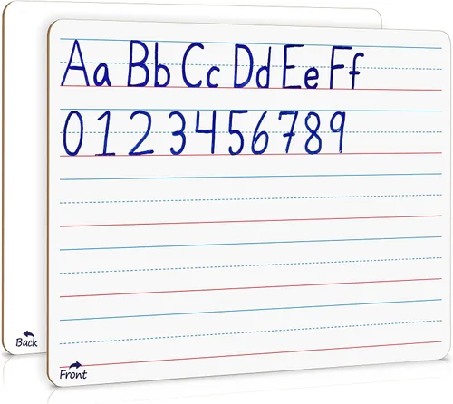 Vista 10 de Pizarrón blanco de doble cara de 23 x 30 cm con líneas para historias, pizarra de borrado en seco para escritura de niños, edad 3-5, práctica