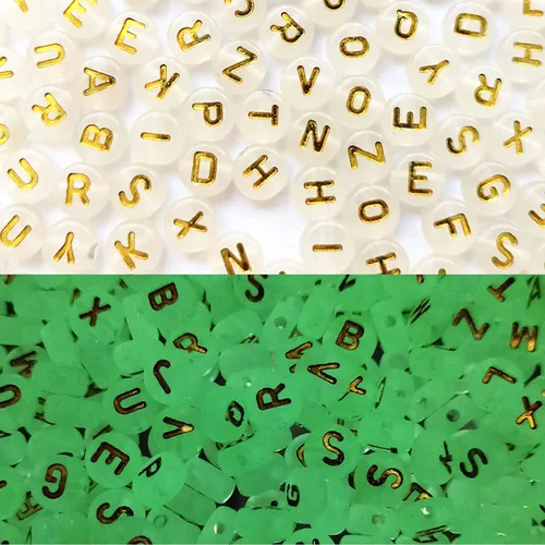 Vista 17 de Amaney - 1000 cuentas redondas de acrílico blanco de 0.236 x 0.186 pulgadas con letras del alfabeto de oro rosa para hacer joyas