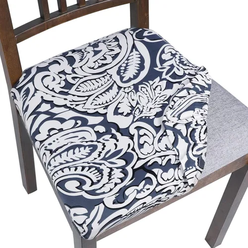 Vista 16 de SearchI Juego de 2 fundas de asiento para sillas de comedor, fundas de asiento elásticas con estampado, extraíbles y lavables, fundas de cojín