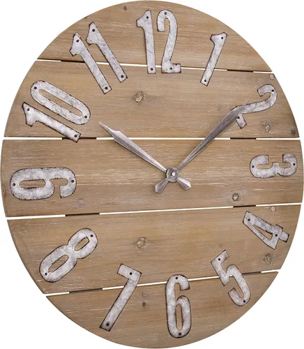 Vista 3 de LaCrosse 404-3960W Reloj de pared de cuarzo de madera rústica de 23.5 pulgadas