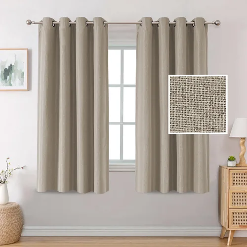 Vista 34 de H.VERSAILTEX Cortinas opacas de lino de 63 pulgadas de largo con aislamiento térmico para oscurecer la habitación, cortinas de lino con textura