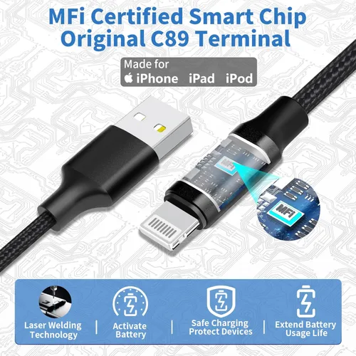 Vista 20 de [Apple MFi Certified] iPhone Fast Car Charger, Rombica 52.5W USB-C PD&QC3.0 Car Power Cigarette Lighter USB Charger Adapter with 2Pack Lightning