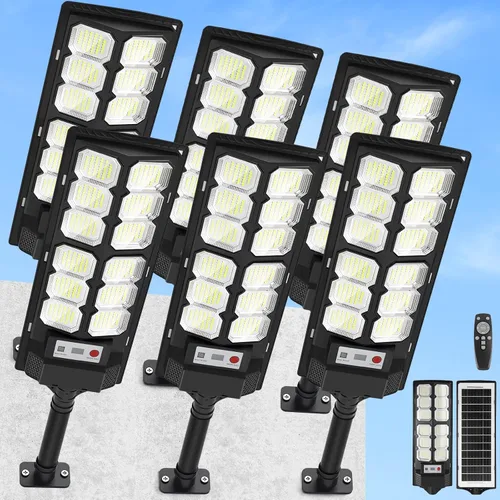 Vista 8 de 2 Pack Solar Street Lights Outdoor Waterproof 6500K 13000LM LED Solar Flood Lights Dusk to Dawn Parking Lot Light with Motion Sensor and Remote