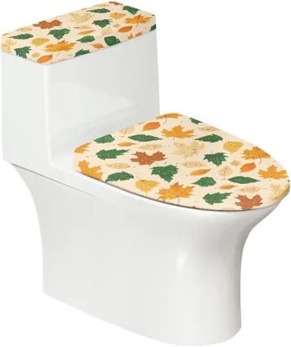 Vista 21 de Juego de 2 Fundas de Asiento de Inodoro con Hojas de Arce de Otoño, Juego de Fundas de Tapa de Tanque de Inodoro con Hojas de Arce Impresas