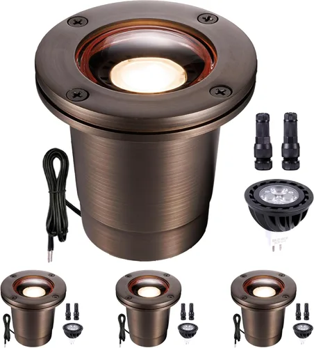 Vista 14 de Gardenreet Lámpara de pozo de latón - Iluminación LED de 12V Ip65 para paisajes al aire libre, lámpara de repuesto impermeable de bajo voltaje