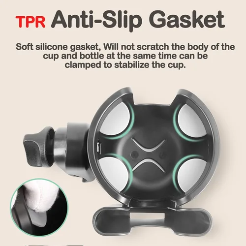 Vista 2 de Portavasos para cochecito con soporte para teléfono, soporte para biberón para bebé, soporte para tazas de bicicleta, soporte universal para tazas