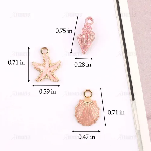 Vista 5 de AUEAR, Colgantes de esmalte de concha de estrella de mar del océano para la fabricación de joyas de bricolaje, Zinc
