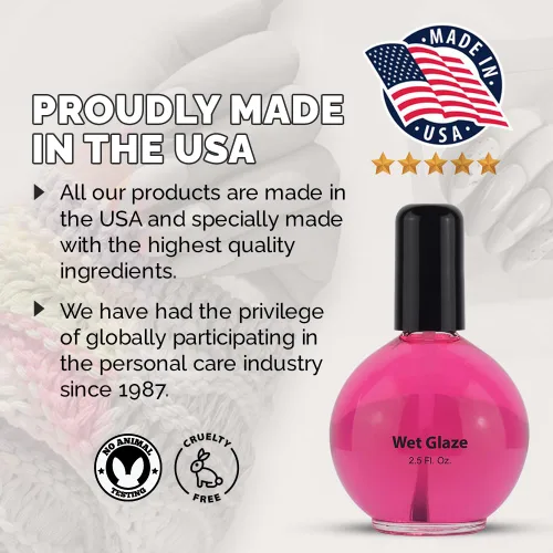 Vista 8 de Pro Nail Wet Glaze - Esmalte de uñas seco transparente Quick Top Coat Tamaño profesional de salón 2.5 oz