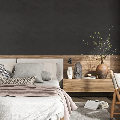 Vista 2 de VEELIKE Papel tapiz de hormigón de 15.7 x 354 pulgadas, moderno papel de contacto de hormigón negro carbón para encimeras, impermeable