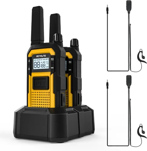 Vista 18 de Retevis Walkie Talkies RB48 con auricular, estándares Mil-810H, radios bidireccionales resistentes al agua, llamada de vibración, 2000 mAh, NOAA