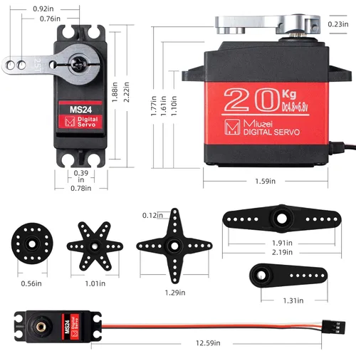 Vista 5 de Miuzei 44.1 lbs Servo Motor de alto par RC Servo Metal Gear Impermeable para 1/8, 1/10 R/C Modelo DIY Car Robot, DS3218, ángulo de control 270 °