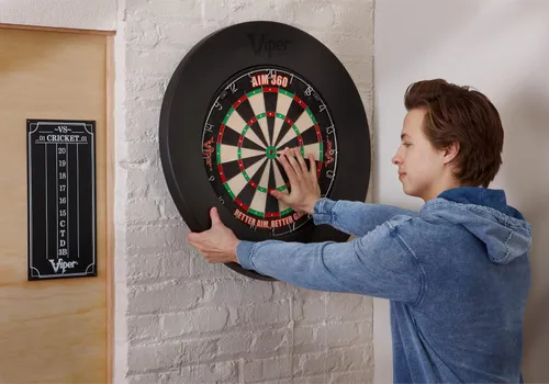 Vista 4 de Viper by GLD Products Guardian Dartboard Surround Sisal/Bristle - Protector de pared de diana con punta de acero