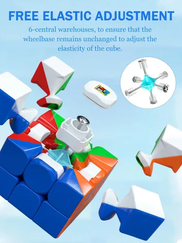 Vista 2 de CFMOUR Cubo de velocidad magnético 3x3 - Moyu Meilong 3M, cubos mágicos sin pegatinas con soporte - Rompecabezas de resolución de problemas rápidos