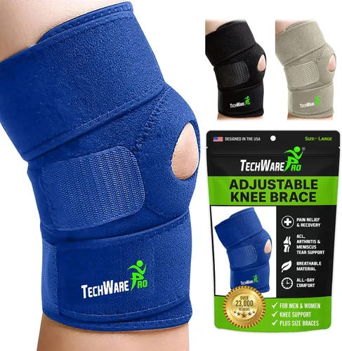Vista 10 de TechWare Pro Rodillera - Rodilleras para dolor de rodilla. Alivia ACL, LCL, MCL, desgarro de menisco, artritis, dolor de tendinitis. Estabilizadores