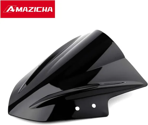 Vista 3 de Amazicha Parabrisas para Kawasaki Ninja 300 EX300R EX300 2013 2014 2015 2016 2017 (negro) pantalla deflector de viento de doble burbuja