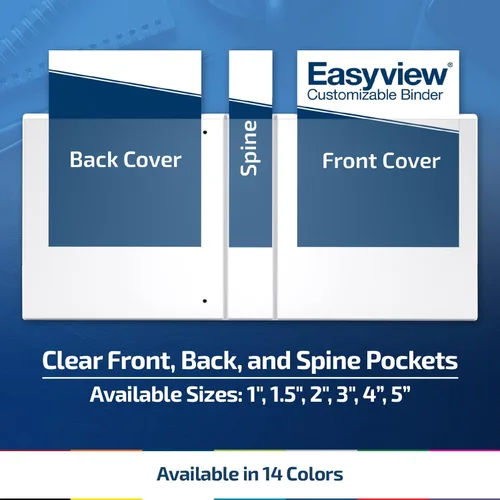 Vista 4 de Easyview - Carpetas prémium de 3 anillas con cubiertas transparentes y anillos en D, carpetas para escuela u oficina, 1 pulgada, paquete de 6