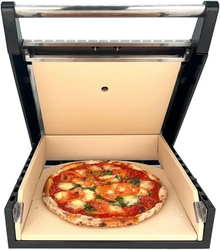 Vista 6 de Megamaster Kit de pizza portátil - Horno de pizza de cerámica de acero inoxidable y tapa de parrilla para acampar