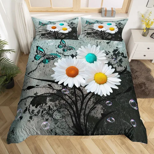 Vista 15 de Erosebridal Funda de edredón de rosa rústica para niños, adolescentes y jóvenes, funda de edredón retro teñida con lazo, juego de ropa de cama