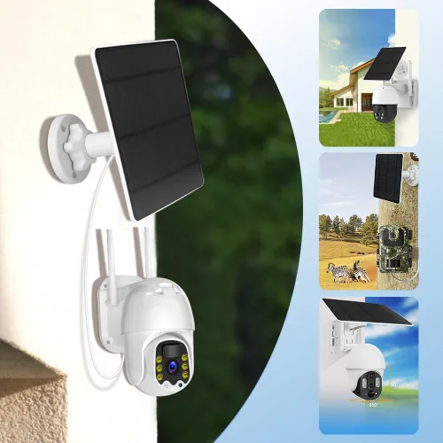 Vista 3 de Panel solar de 5 W para cámara de seguridad, paquete de 2 unidades, cargador de panel solar de 5 V es compatible con la cámara de batería WYZE Cam