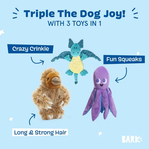 Vista 2 de Barkbox Best of Barkbox Bundle – Juguetes chirriantes para perros – Juguetes de peluche para masticar – Juguetes para cachorros y mascotas