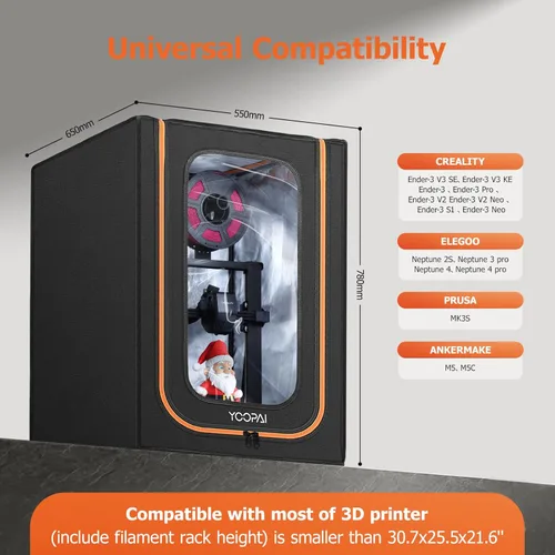 Vista 5 de Cubierta protectora de temperatura constante a prueba de fuego y polvo con iluminación LED para impresora 3D, tienda para Creality Ender 3 V3