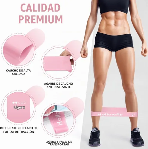 Vista 2 de Hollowfly 12 bandas de ejercicio de látex para entrenamiento de glúteos, bandas de ejercicio elásticas antideslizantes para piernas, sentadillas