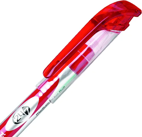 Vista 2 de Pentel Bolígrafo con rodillo 24/7, línea media, tinta roja, caja de 12 unidades (BLD97-B)