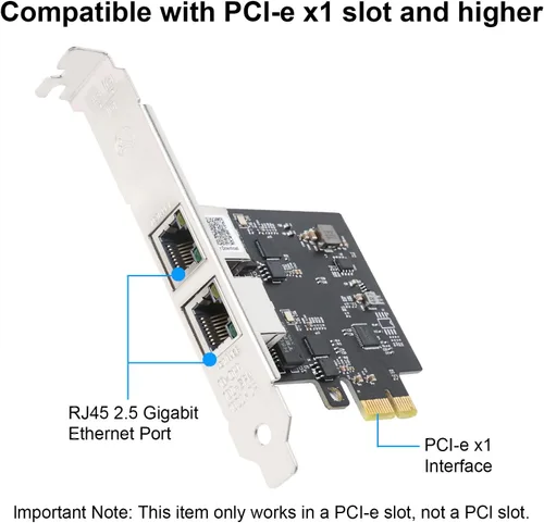Vista 4 de NIC PCIE 2.5Gbase-T con chip Realtek RTL8125, puerto RJ45 dual 2500/1000/100 Mbps adaptador de red, PCIe X1, tarjeta Ethernet para Windows/Windows