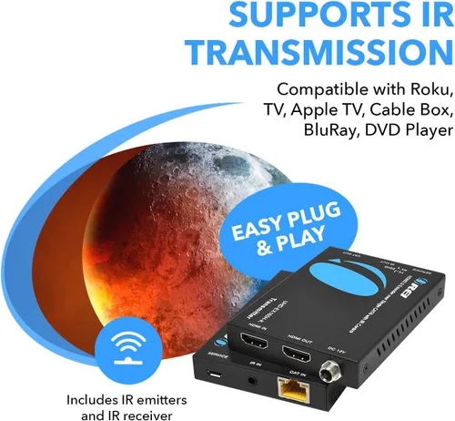 Vista 8 de OREI Extensor HDMI UltraHD sobre un solo cable Cat6/Cat7 4K @ 60Hz con control HDR e IR - Gestión EDID de hasta 165 pies