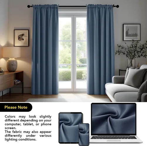 Vista 157 de [Usado] Deconovo Cortinas opacas, aislamiento térmico, dobladillo para barra, reducción de ruido, certificado Oeko-TEX, cortinas de oscurecimiento