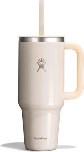 Vista 73 de Hydro Flask Vaso de Viaje de 40 Oz con Asa, Tapa y Pajita - Acero Inoxidable Aislado en 40 Oz Birch