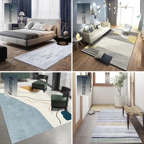 Vista 2 de Modern Rectangular Rug Living Room Bedroom Kitchen Carpet Bedside Balcony Corridor Entrance Home Absorbent Washable Durable Non-Slip Rug Floor Decor