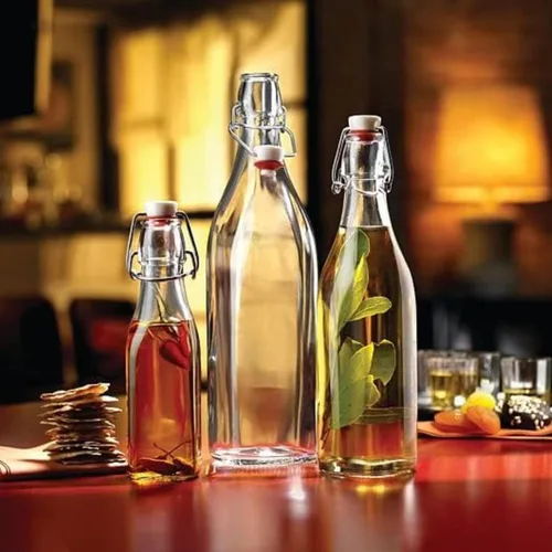 Vista 6 de Bormioli Rocco Botella de Vidrio con Tapa Basculante (Juego de 2) - Recipientes de Cocina de 8.5 Onzas con Sello Hermético, Ideal para Aderezos