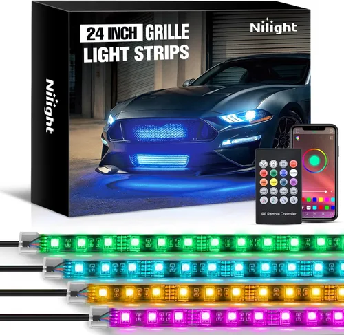 Vista 10 de Nilight Juego de 4 luces LED de 12 pulgadas, 72 luces LED RGB multicolor, con función activa de sonido y control remoto inalámbrico para coches