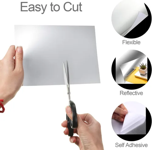 Vista 4 de Zonon Hojas de espejo flexibles autoadhesivas, no de vidrio, azulejos adhesivos para decoración de pared del hogar (20 piezas, 6 x 9 pulgadas)