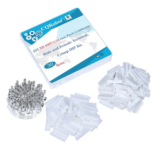 Vista 66 de CQRobot JST EL 4.5 mm de paso 2 pines conector electrónico IC macho, enchufes hembra carcasa y kit de terminales de crimpado en T macho/hembra. 50