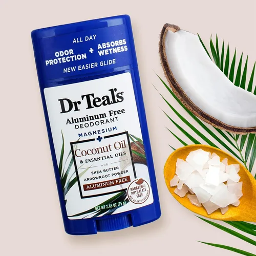Vista 5 de Dr Teal's Desodorante sin aluminio, aceite de coco con aceites esenciales, 2.65 onzas (paquete de 3)