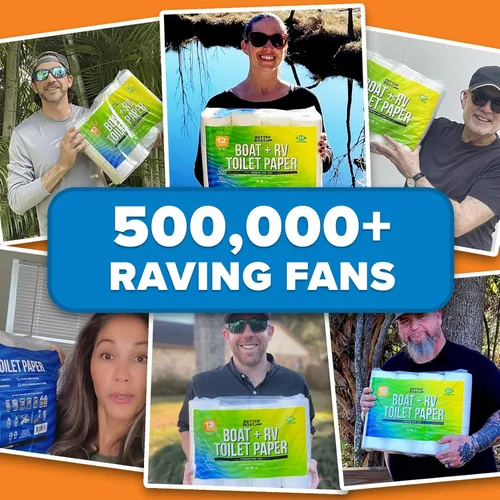 Vista 5 de Papel higiénico para barco y RV, papel de disolución rápida seguro para fosas sépticas, 12 rollos individuales, biodegradable de 2 capas