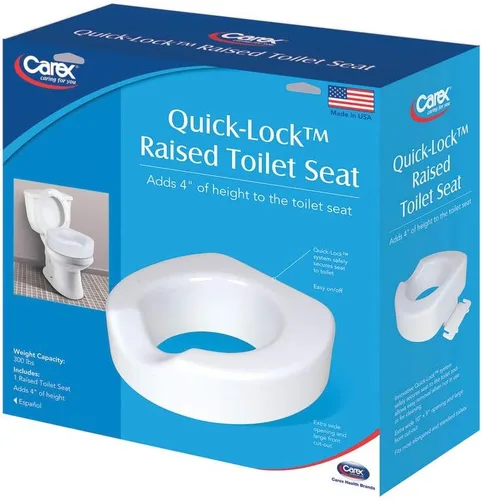 Vista 7 de Carex Elevador de asiento de inodoro con bloqueo rápido, asiento de inodoro elevado añade 4 pulgadas de altura al inodoro, elevador de asiento