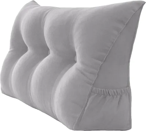 Vista 29 de Peachwell Almohada triangular de lectura para reposo en cama, cojín de refuerzo grande para cabecero, respaldo, almohada de cuña con funda extraíble