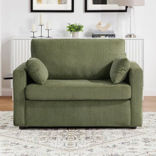 Vista 3 de P PURLOVE Sofá cama cama de 47.2 pulgadas de largo, sofá cama extraíble 2 en 1 con colchón, una mesa auxiliar plegable, sofá biplaza para sala