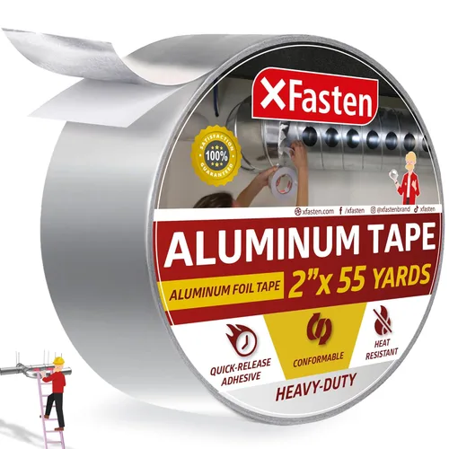 Vista 12 de XFasten Cinta de aluminio para conductos de 1 pulgada de ancho, (paquete de 3) 3.6 mil de alta resistencia al calor, cinta de papel de aluminio
