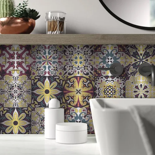 Vista 3 de 20 calcomanías de vinilo metálico para azulejos de cocina y baño, autoadhesivas para despegar y pegar en azulejos de transferencia, 4 x 4 pulgadas