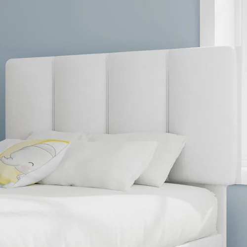 Vista 4 de VECELO - Base de cama tamaño individual con cabecera tapizada, plataforma con soporte de listones de madera de alta resistencia, no necesita somier